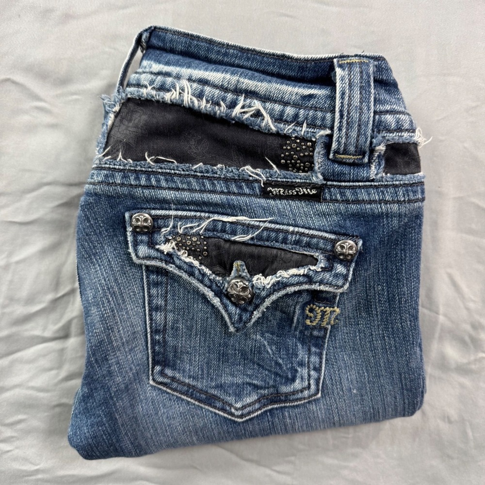 Miss Me Jeans Bootcut Embellished Rhinestone Modelo Blue Denim Women's 27 Y2K